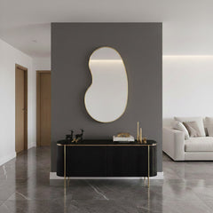 Varaudu Kidny Unlacquered Brass Mirror Gold Mirror - Antique Brass Bathroom Mirror, Vanity Wall Decor
