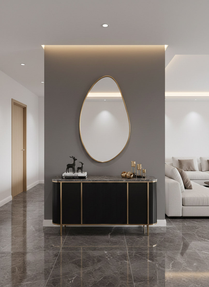 Varaudu Asymmetrical Brass Mirror Irregular Brass Frame Mirror 369099676 - Antique Brass Bathroom Mirror, Vanity Wall Decor