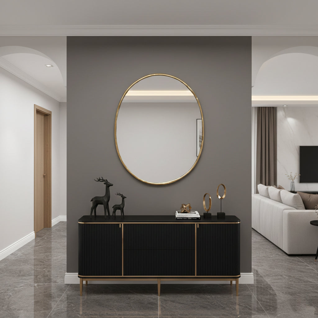Varaudu Brass Oval Mirror Handmade Gold Bedroom Mirror 369099680 - Antique Brass Bathroom Mirror, Vanity Wall Decor