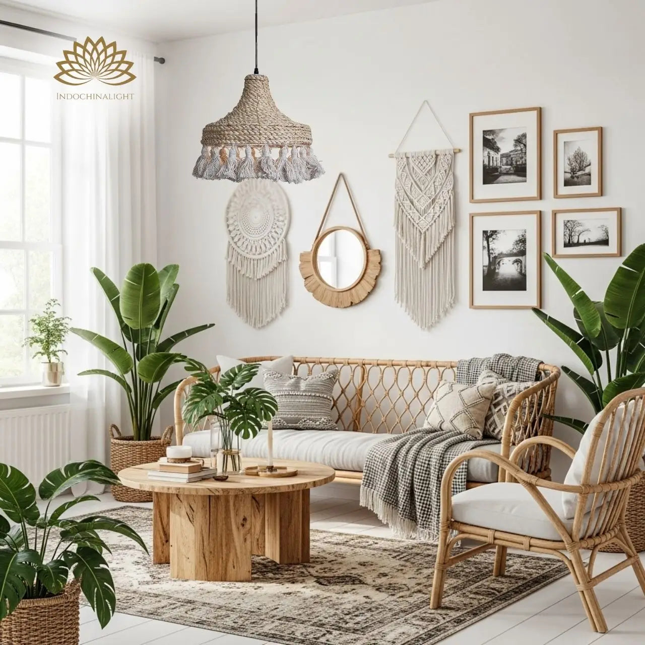 Hamimi Wabi Sabi Boho Wicker Pendant Light