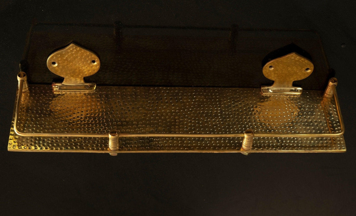 Hammered Brass Wall Shelf – Handmade Unlacquered Floating Bathroom Rack