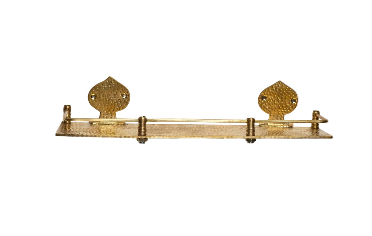 Hammered Brass Wall Shelf – Handmade Unlacquered Floating Bathroom Rack
