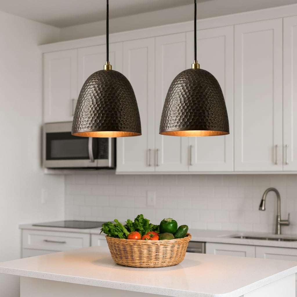 Hammered Dark Copper Pendant Light