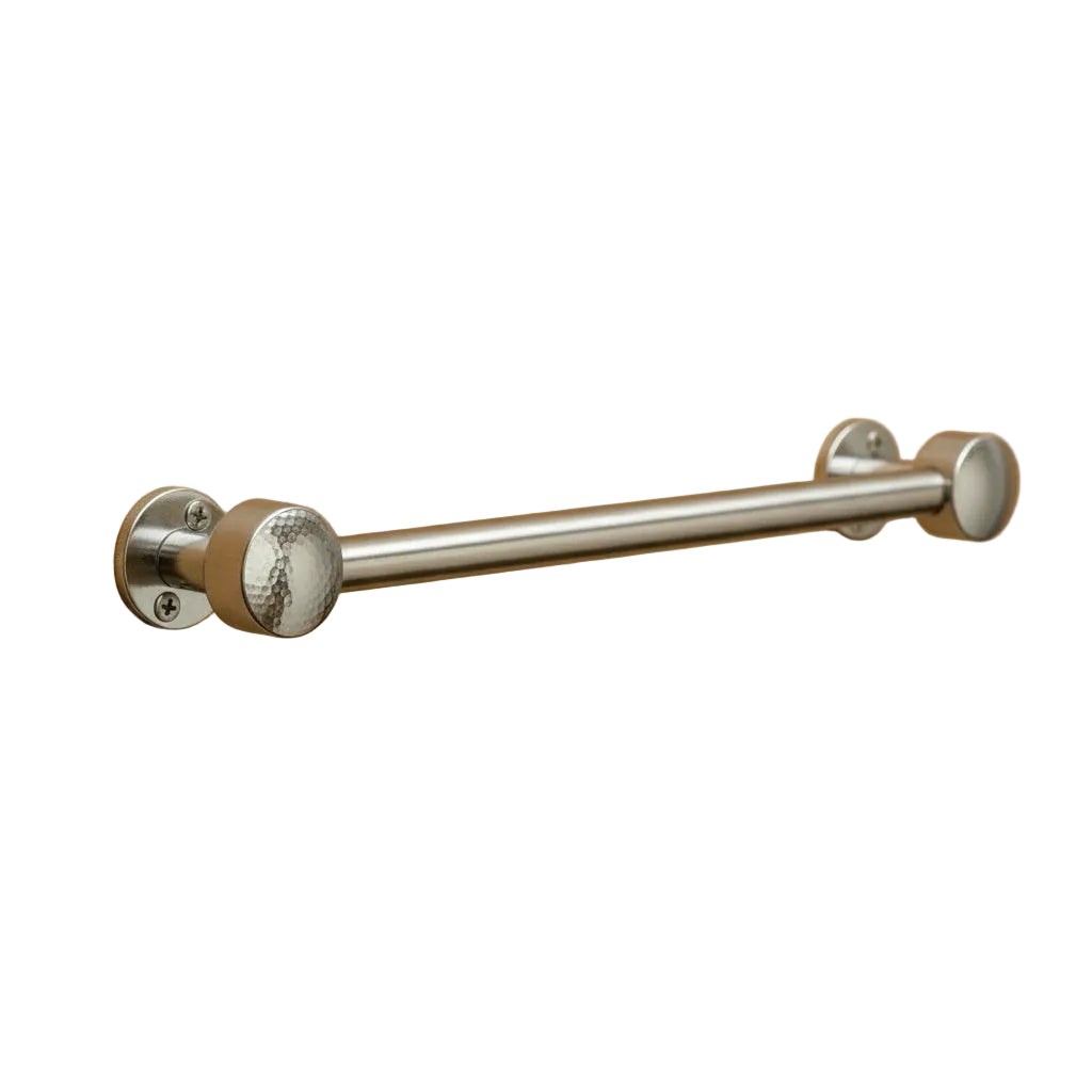 Hammered Chrome Towel Bar with Solid Brass Wall Mount