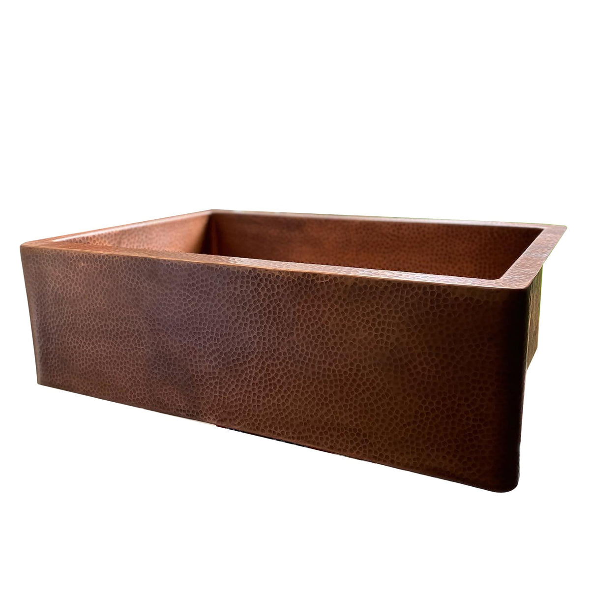 Hammered Copper Farmhouse Apron Sink with Double Bowls