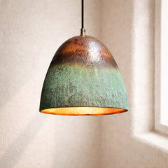 Oxidized Bell Copper Pendant Light - Moroccan Interior