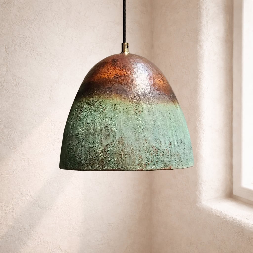 Oxidized Bell Copper Pendant Light