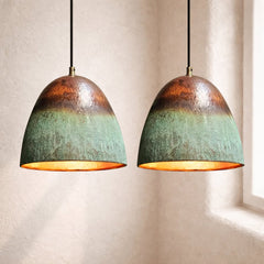 Oxidized Bell Copper Pendant Light - Moroccan Interior