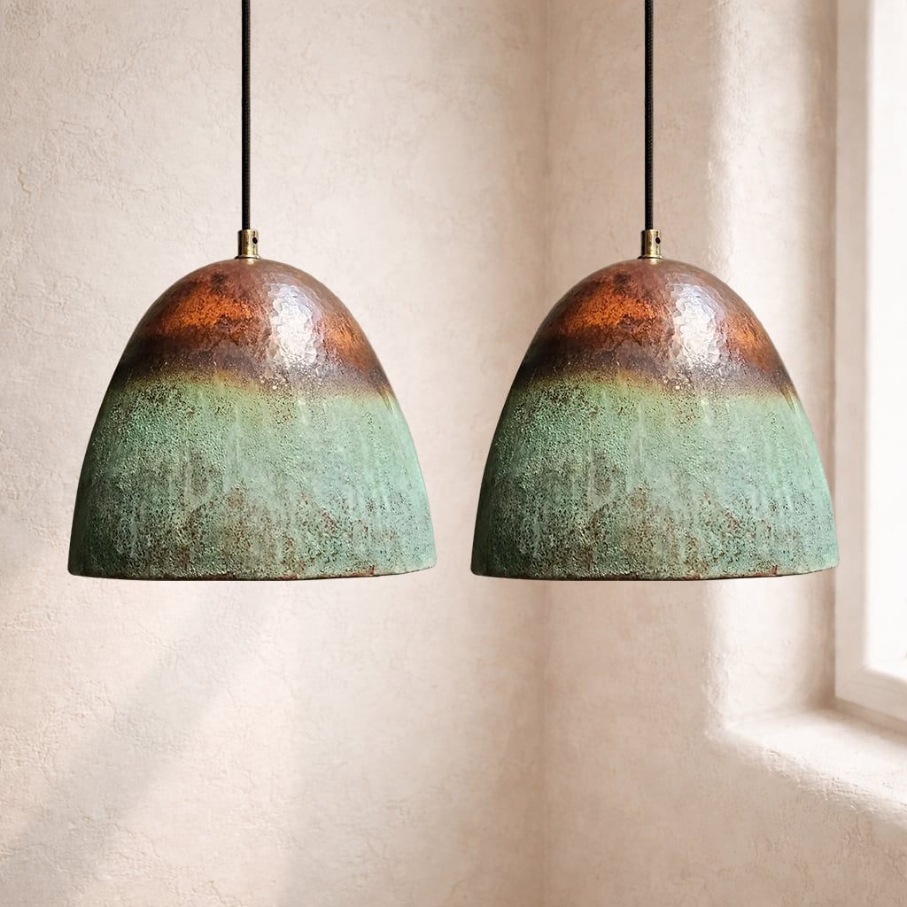Oxidized Bell Copper Pendant Light