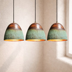 Oxidized Bell Copper Pendant Light - Moroccan Interior
