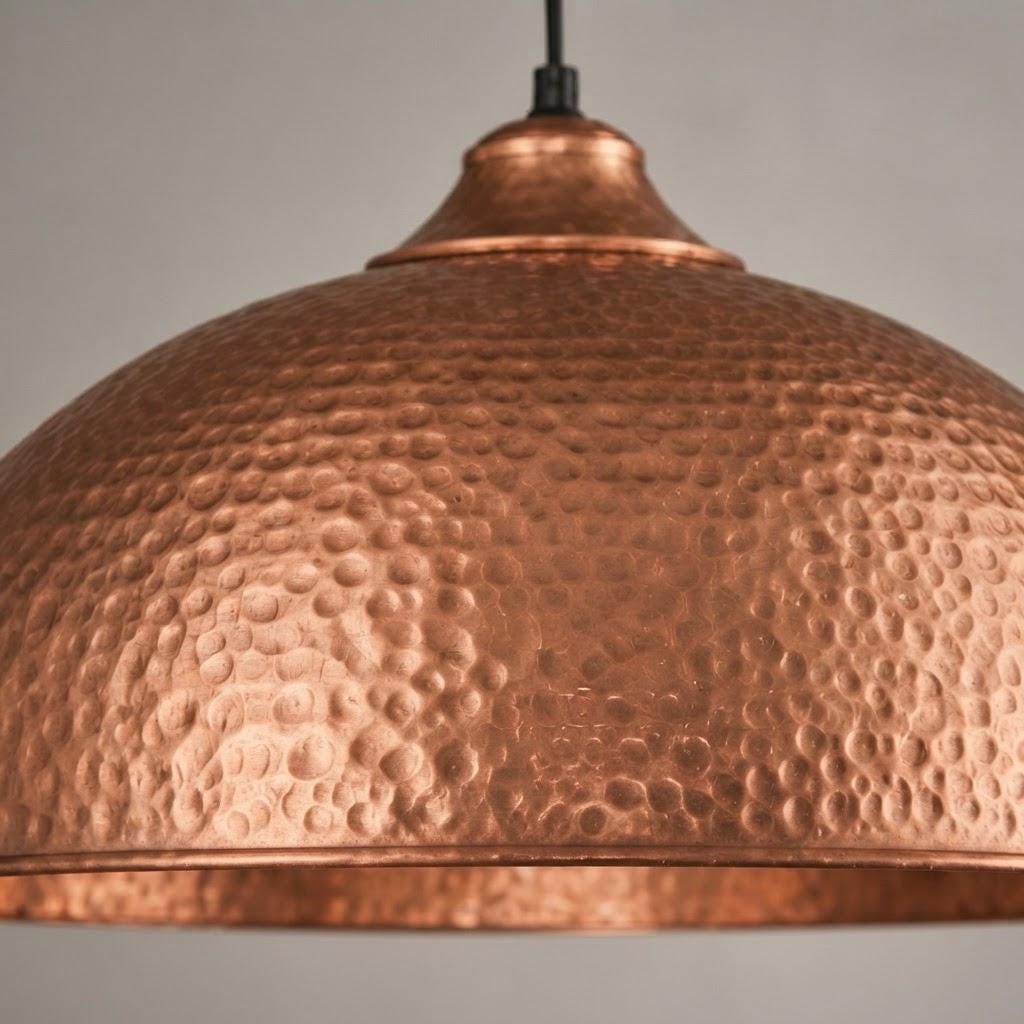 Hammered Copper Dome Pendant Light - copper Industrial Ceiling Lamp