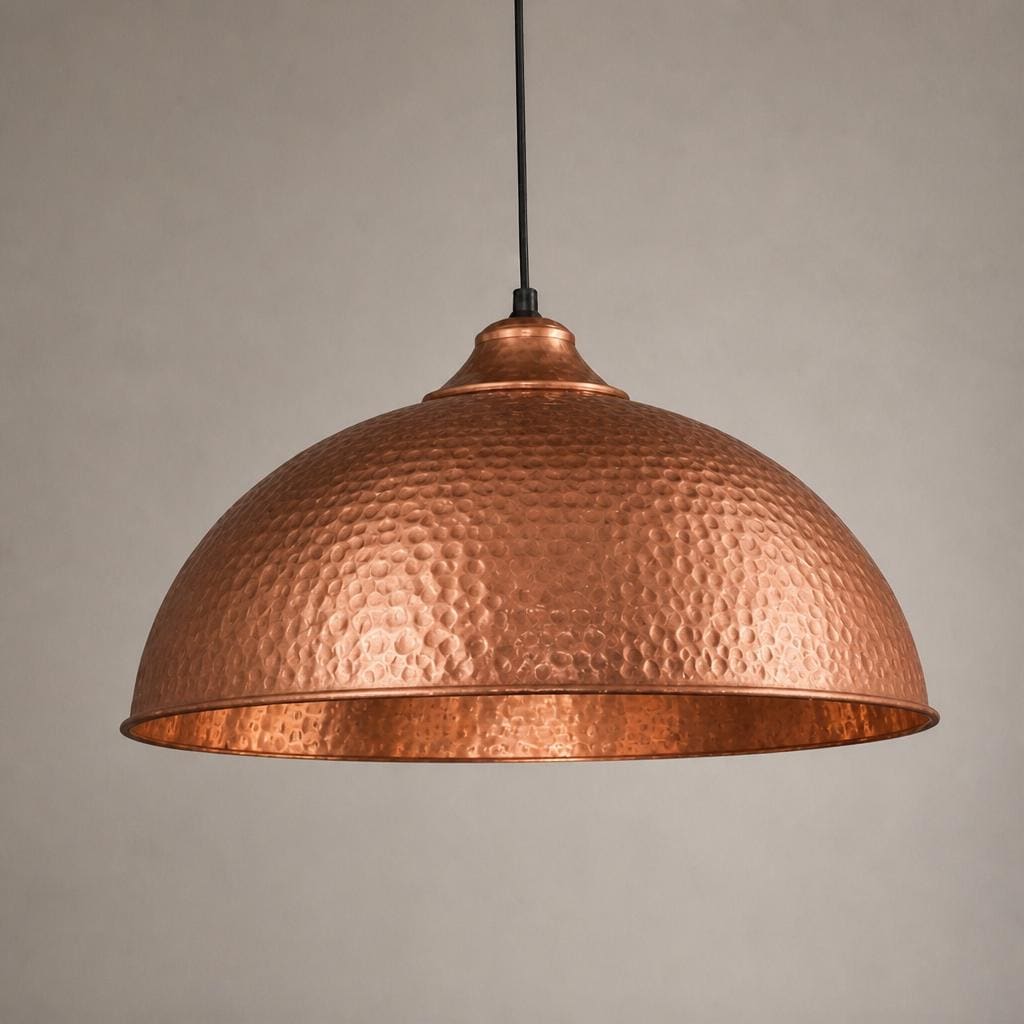 Hammered Copper Dome Pendant Light - copper Industrial Ceiling Lamp