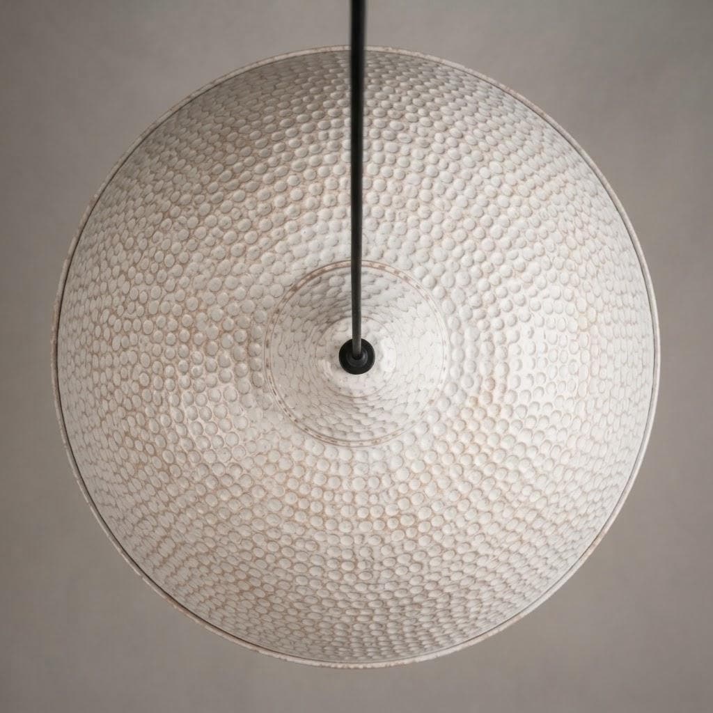 Hammered Copper Dome Pendant Light - white Industrial Ceiling Lamp