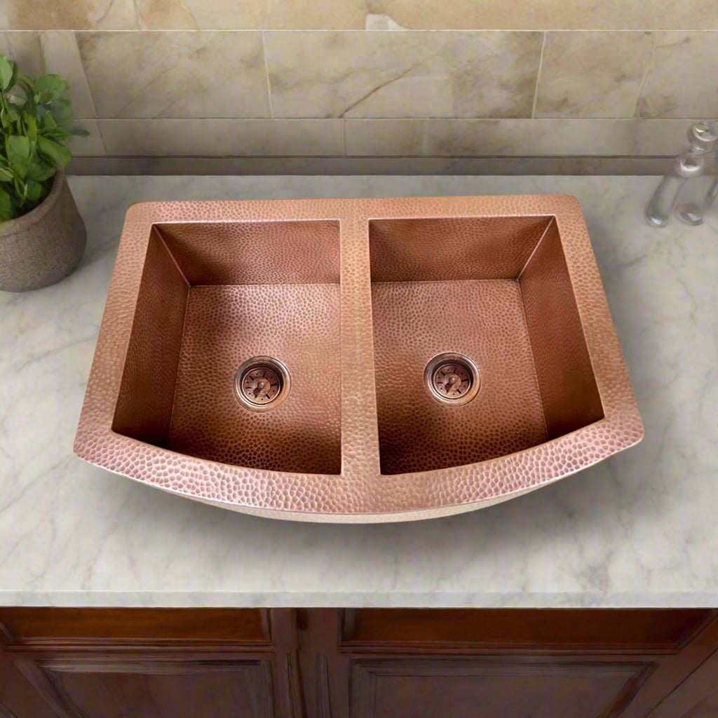 Double Bowl Copper Farmhouse Sink