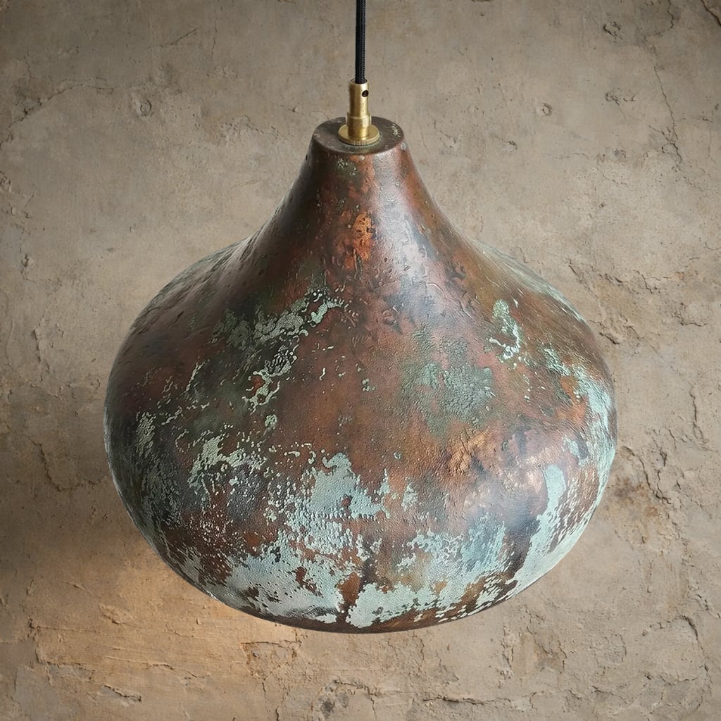 Patinated Spun Copper Pendant