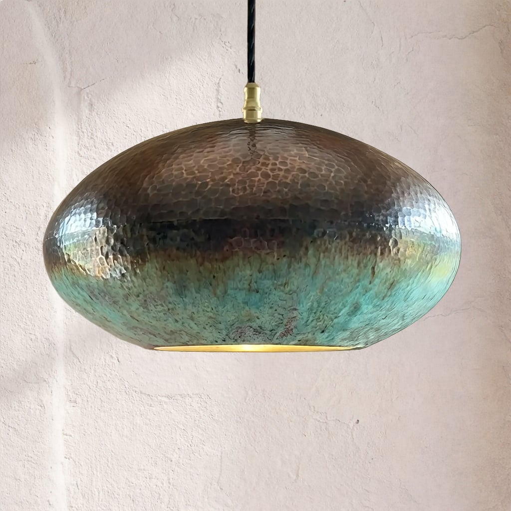 Hammered Oval Copper Pendant Light