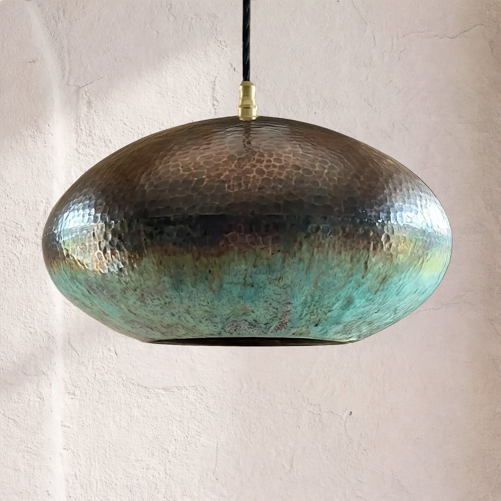 Hammered Oval Copper Pendant Light