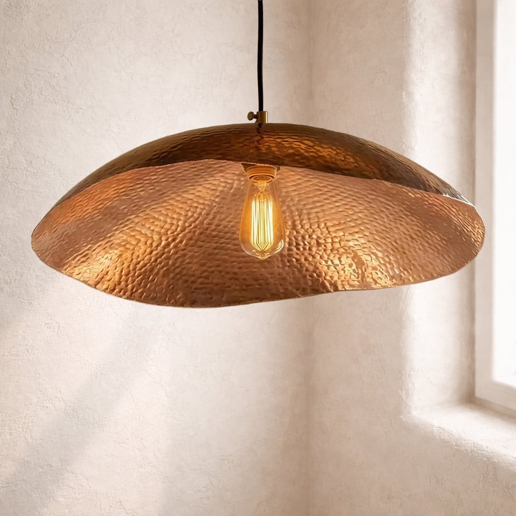 Shallow Copper Dome Pendant LIght