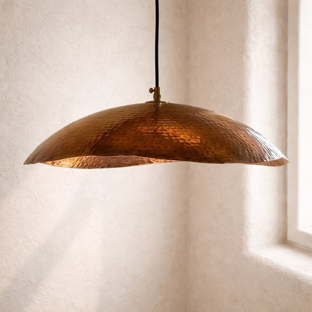 Shallow Copper Dome Pendant LIght