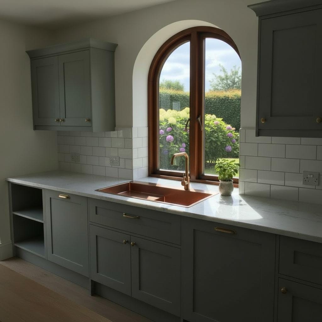Hammered Copper Workstation Kitchen Sink with Drainboard