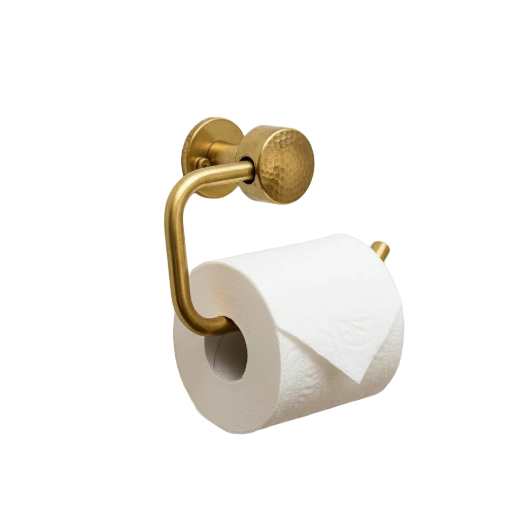 Hammered Solid Brass Wall Mount Toilet Paper Holder