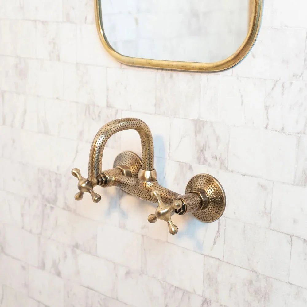 Hammered Oil Rubbed Brass Wall Mount Bath Faucet for Elegant Bathrooms