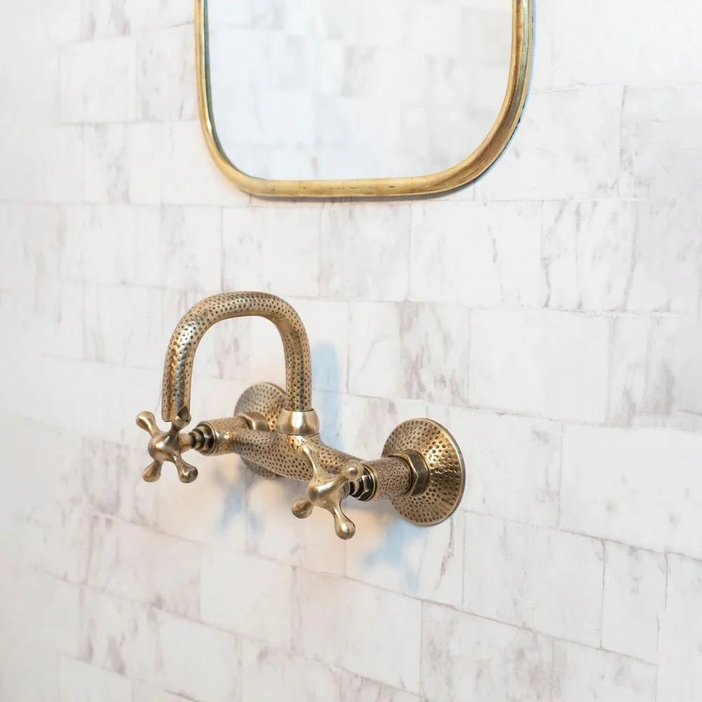 Hammered Oil Rubbed Brass Wall Mount Bath Faucet for Elegant Bathrooms