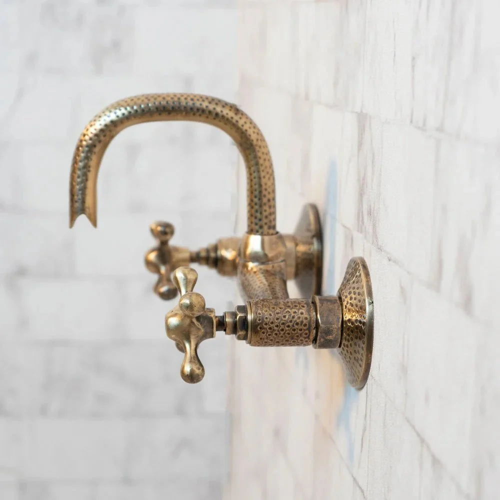 Hammered Oil Rubbed Brass Wall Mount Bath Faucet for Elegant Bathrooms