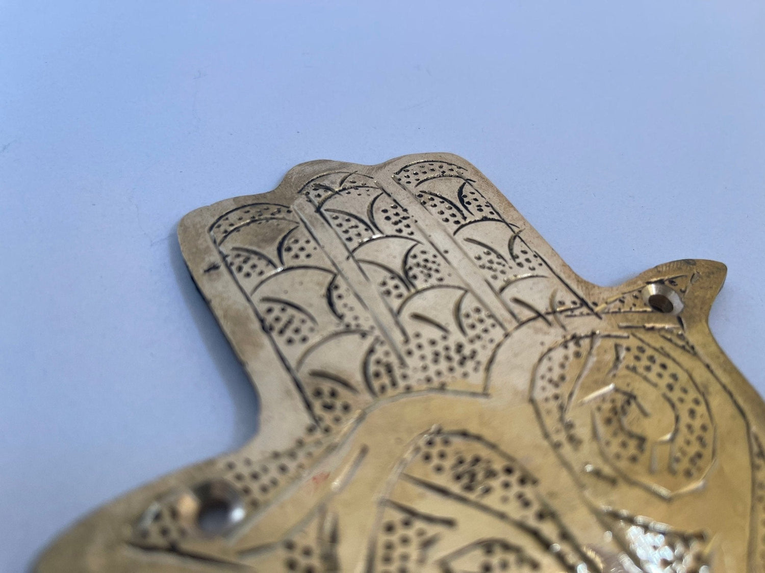 Hand-Engraved Solid Brass Hamsa Wall Hook - Unlacquered Coat Hanger