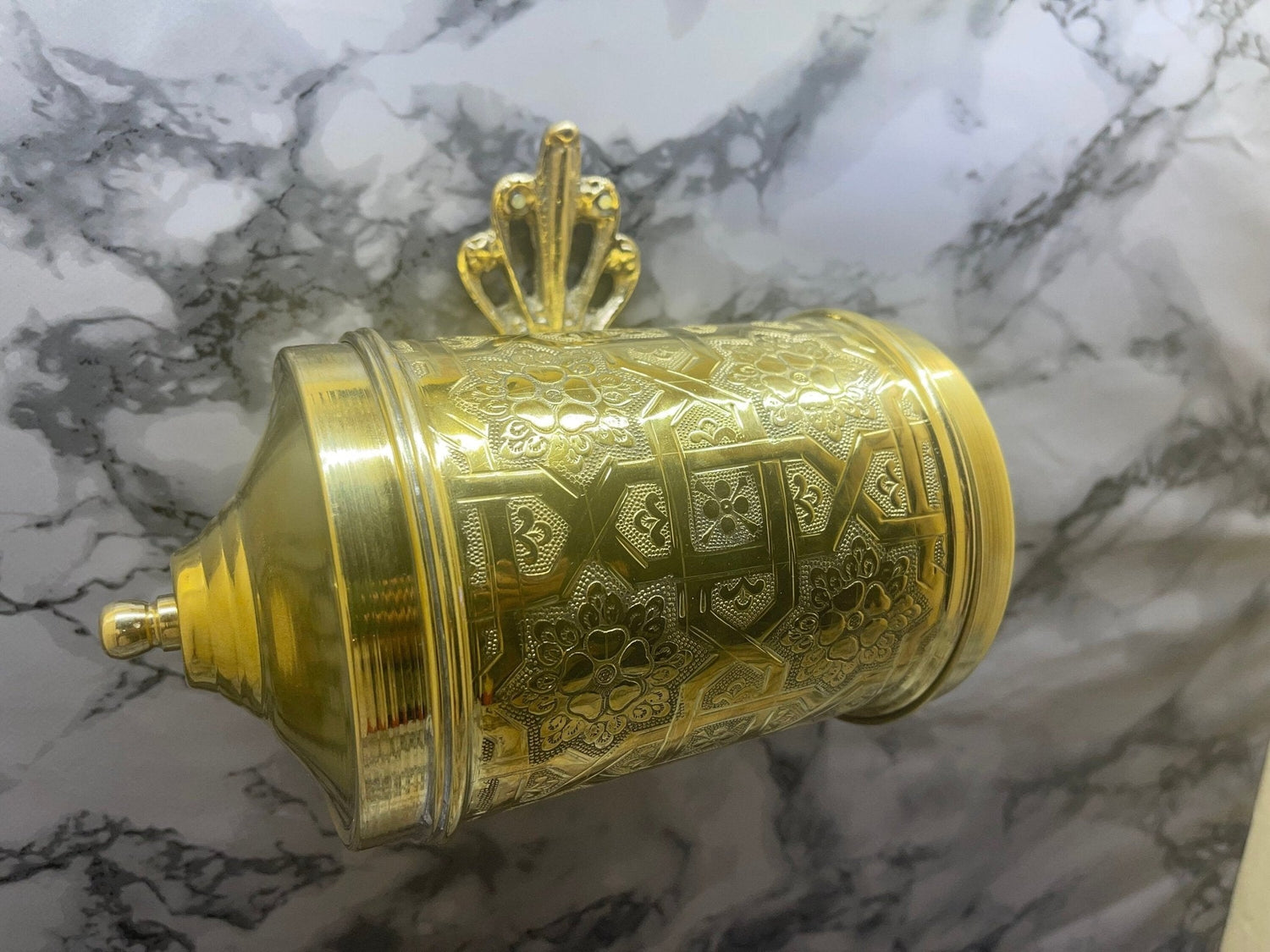 Hand-Engraved Solid Brass Tissue Holder - Unlacquered Bathroom Accessory