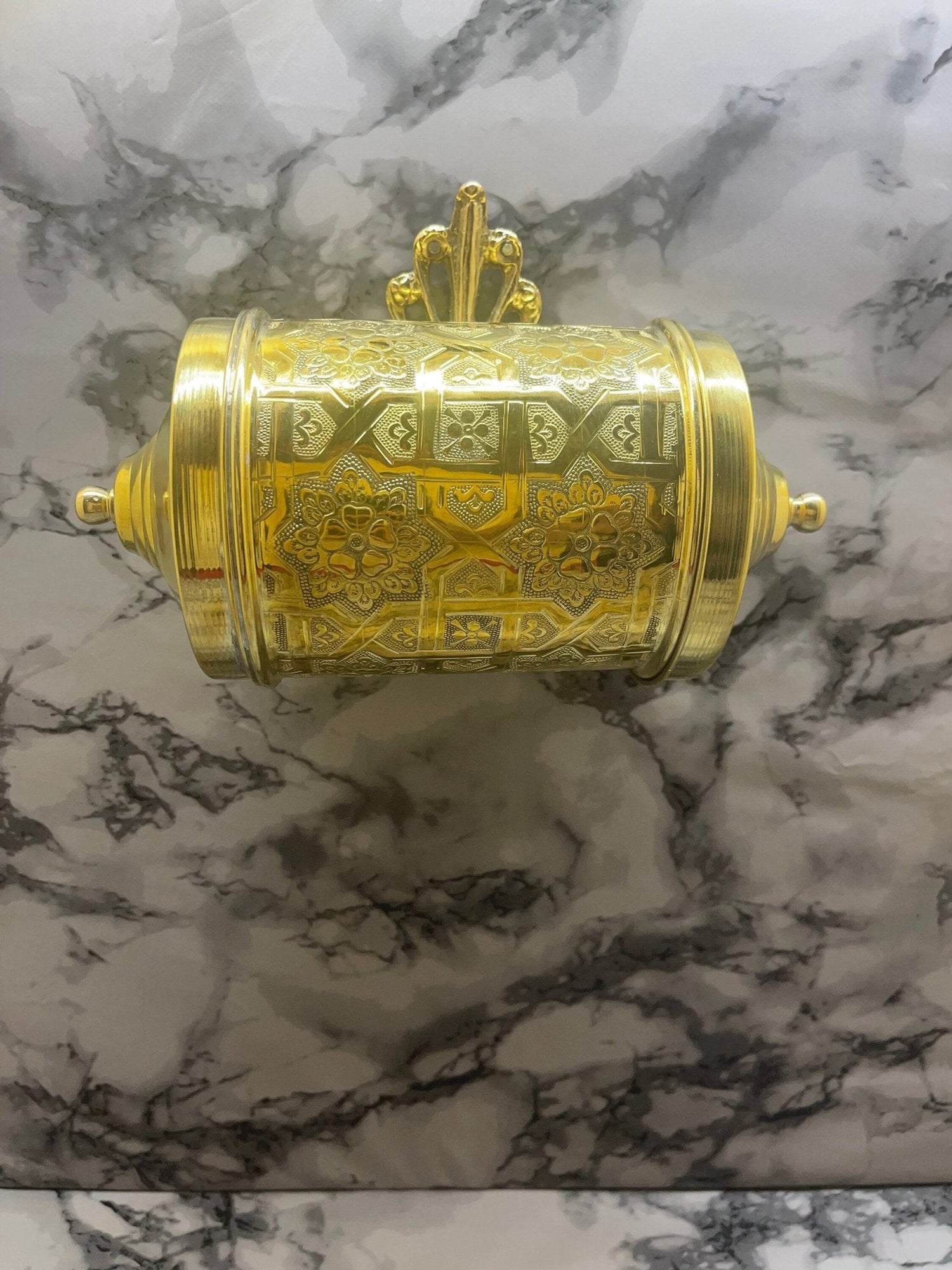 Hand-Engraved Solid Brass Tissue Holder - Unlacquered Bathroom Accessory