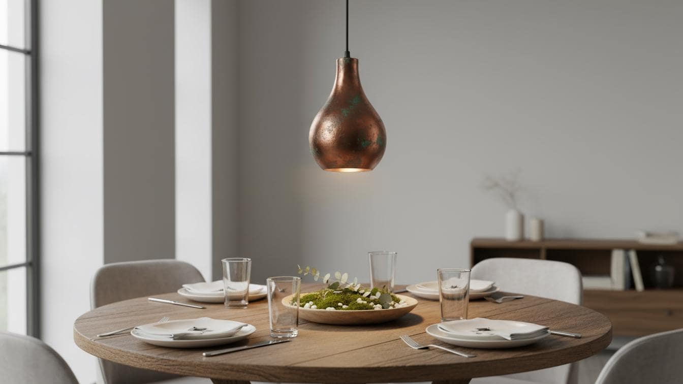 Hand-Hammered Antique Copper Teardrop Pendant Light - Rustic Lamp