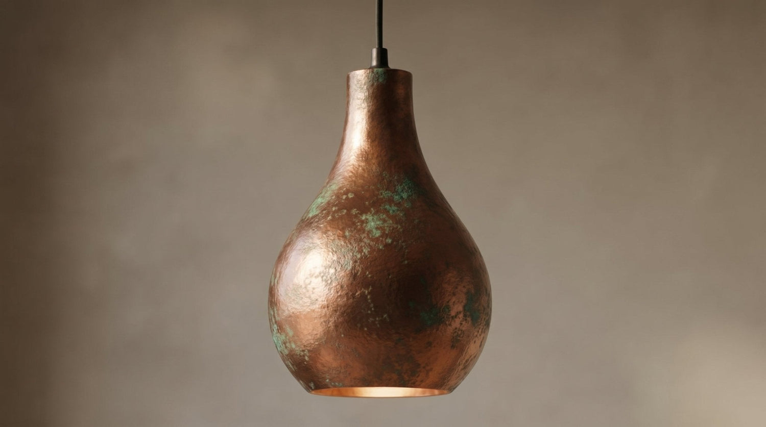 Hand-Hammered Antique Copper Teardrop Pendant Light - Rustic Lamp