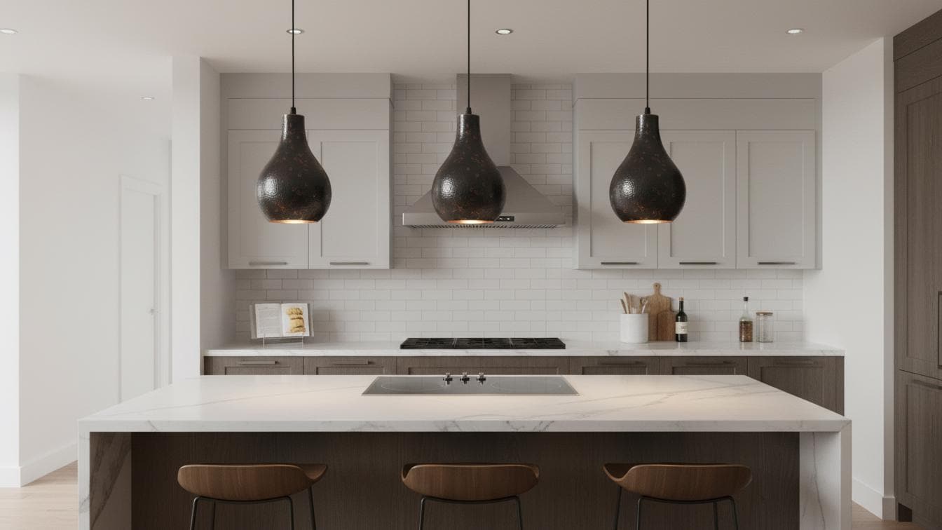 Hand-Hammered Black Copper Teardrop Pendant Light - Industrial Lamp