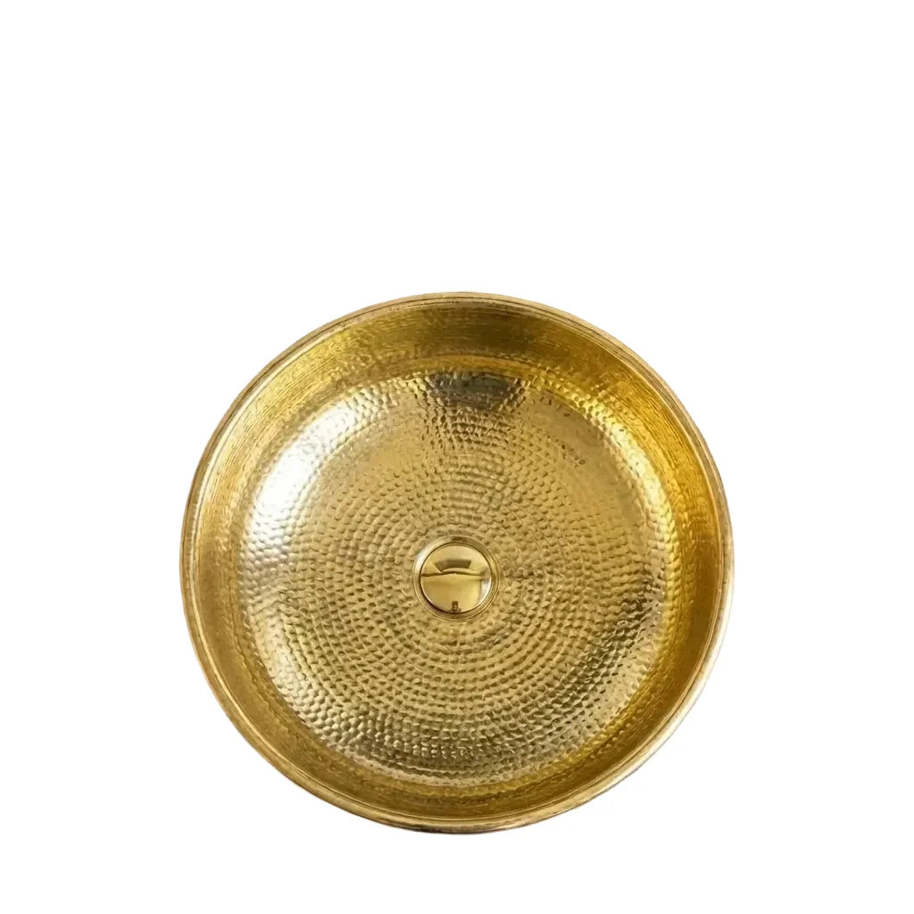 Hand-Hammered Blackened Brass Vessel Sink – Gold Interior Artisan Bathroom Basin