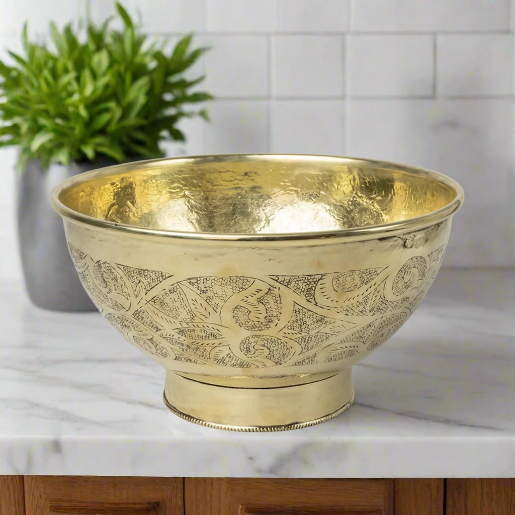 Engraved Brass Vessel Sink