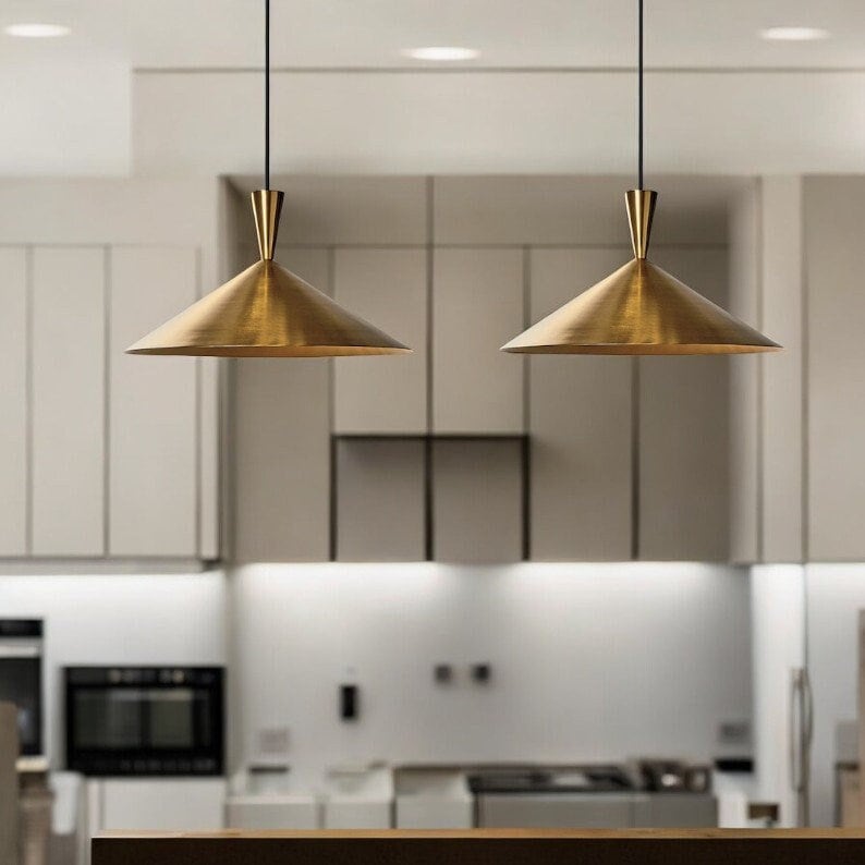 Hand-Hammered Brass Dome Pendant Light - Kitchen Island Fixture