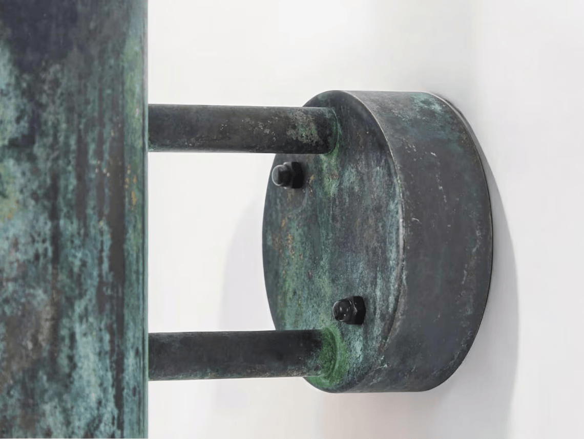 Hand-Hammered Cylindrical Copper Wall Sconce - Aged Verdigris Green Patina