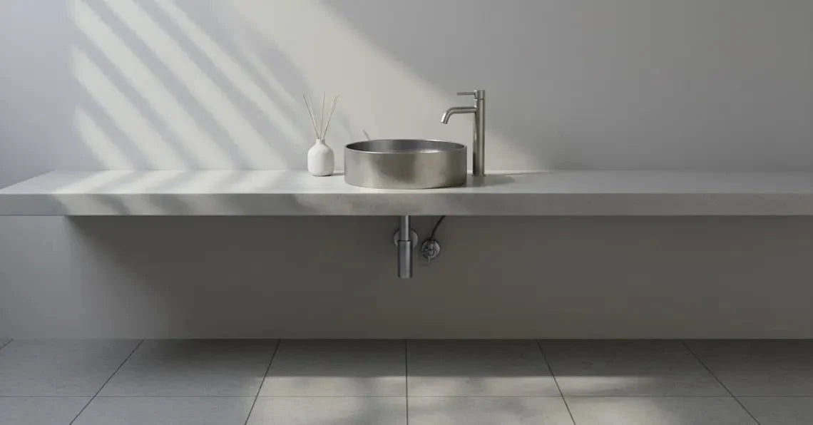 Hand-Hammered Stainless Steel Vessel Sink - Modern Industrial Bathroom Basin