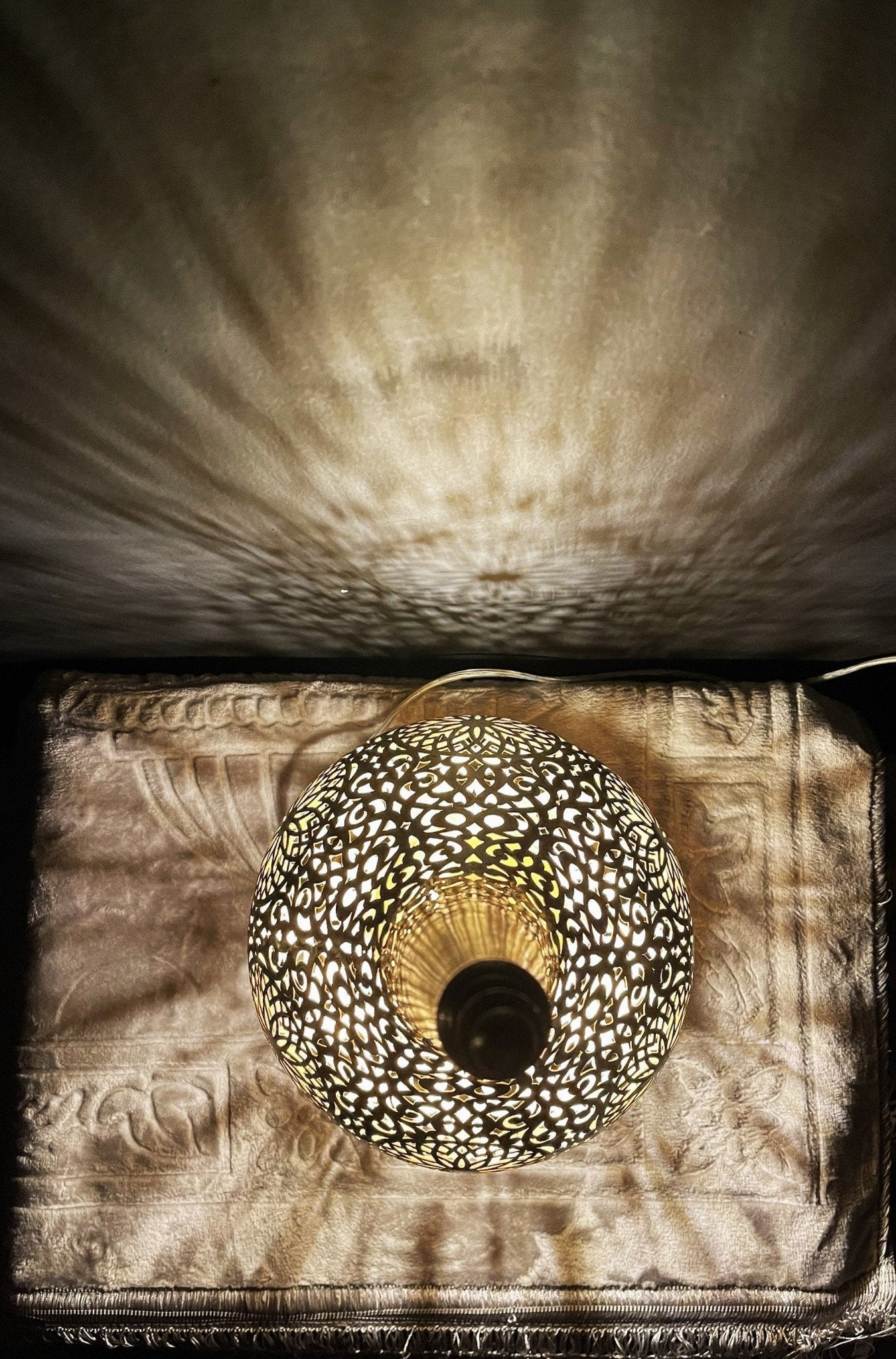 Hand-Pierced Solid Brass Floor Lamp - Unlacquered Freestanding Light