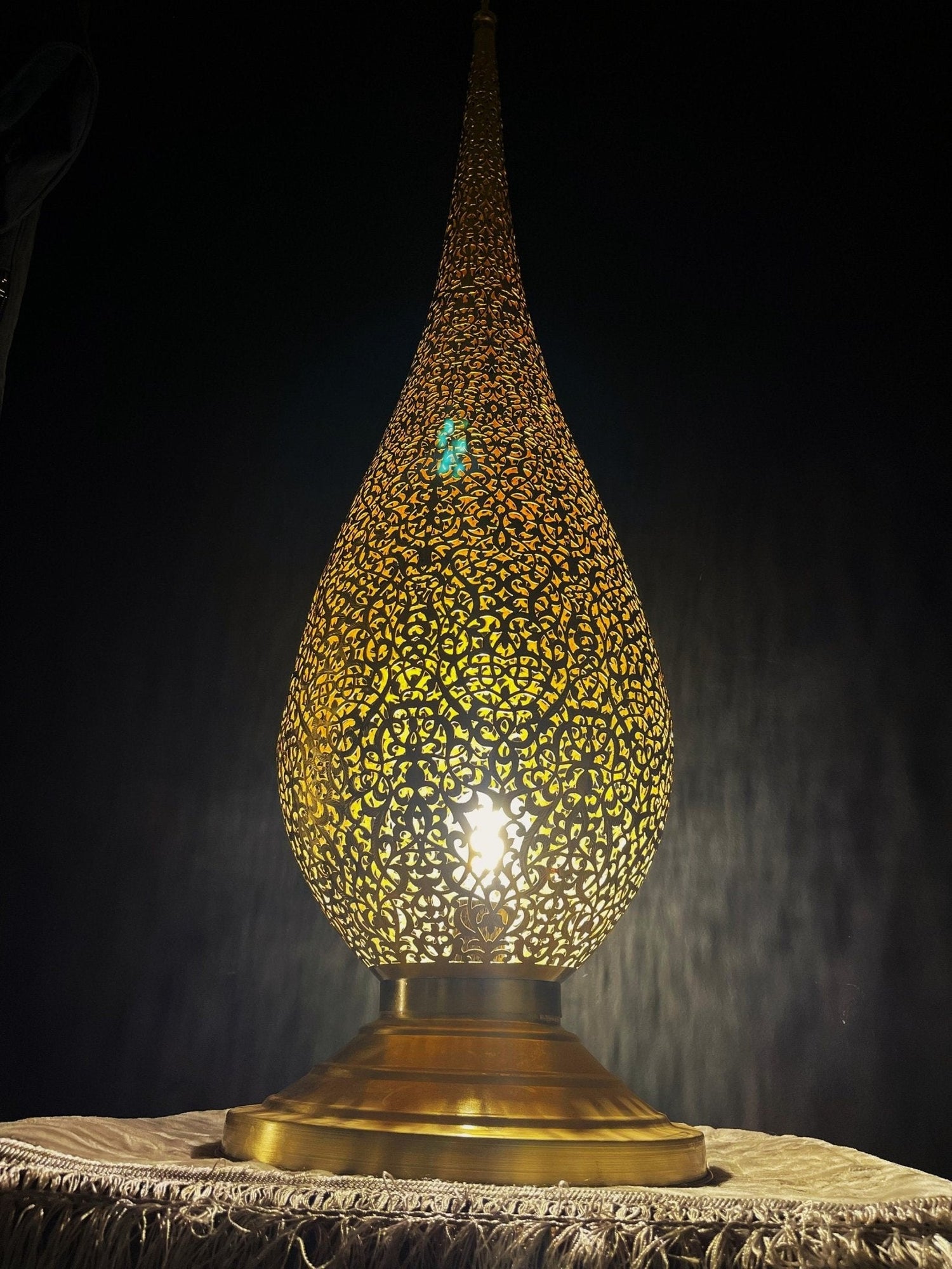 Hand-Pierced Solid Brass Floor Lamp - Unlacquered Freestanding Light