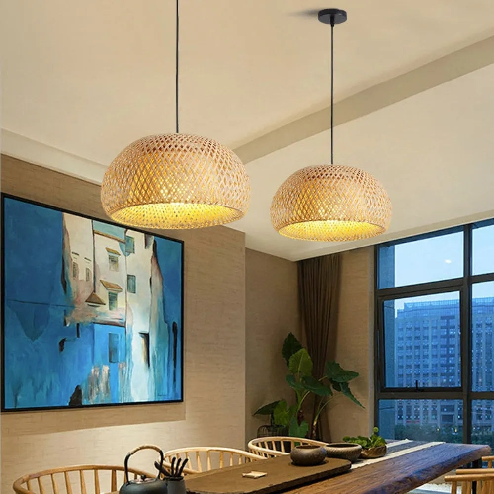 TAO Oriental Small Bamboo Basket Pendant Light