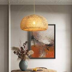 hand woven bamboo hat pendant light for living space