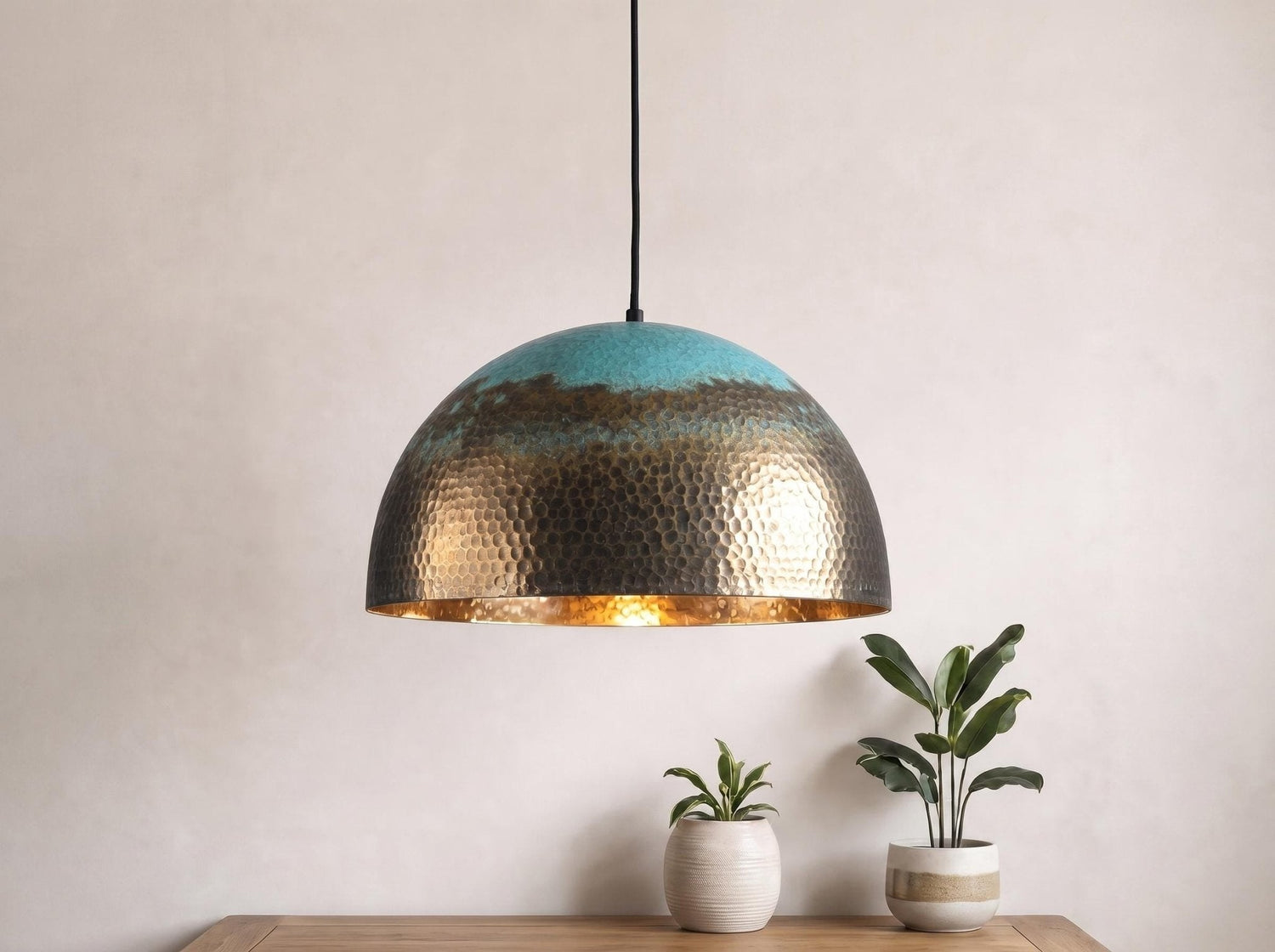 Handcrafted Brass Lamp, Verdigris Bronze Pendant Light, Gold Dome Chandelier, Mid Century Modern Ceiling Lighting, Rustic Farmhouse Decor