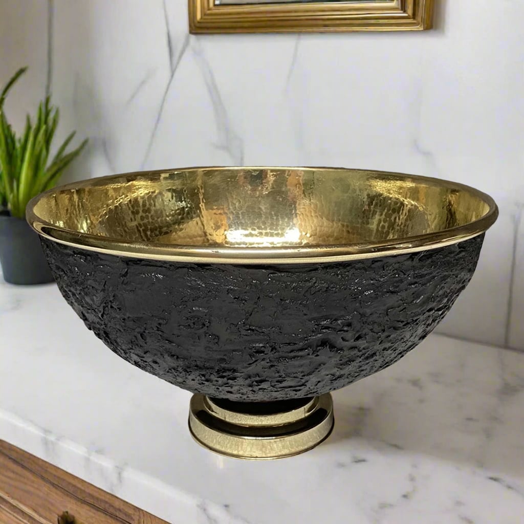 Textured Black Brass Vessel Sink