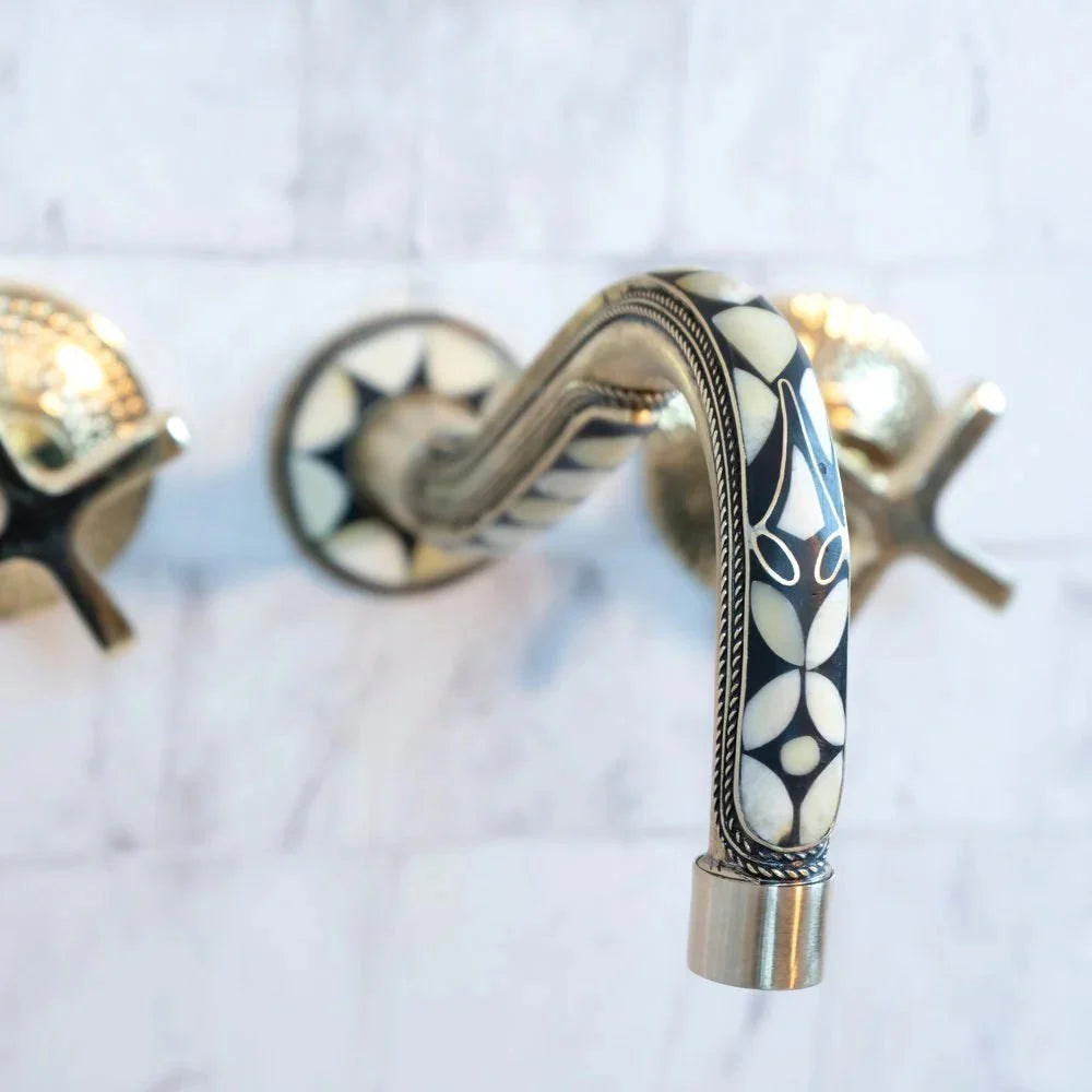 Handcrafted Copper and Brass Wall Mounted Bathroom Faucet for Luxury Homes