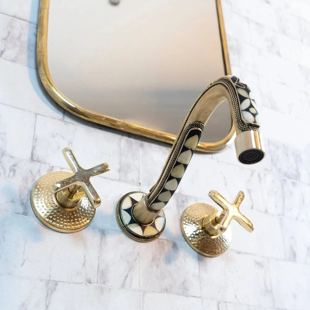 Handcrafted Copper and Brass Wall Mounted Bathroom Faucet for Luxury Homes