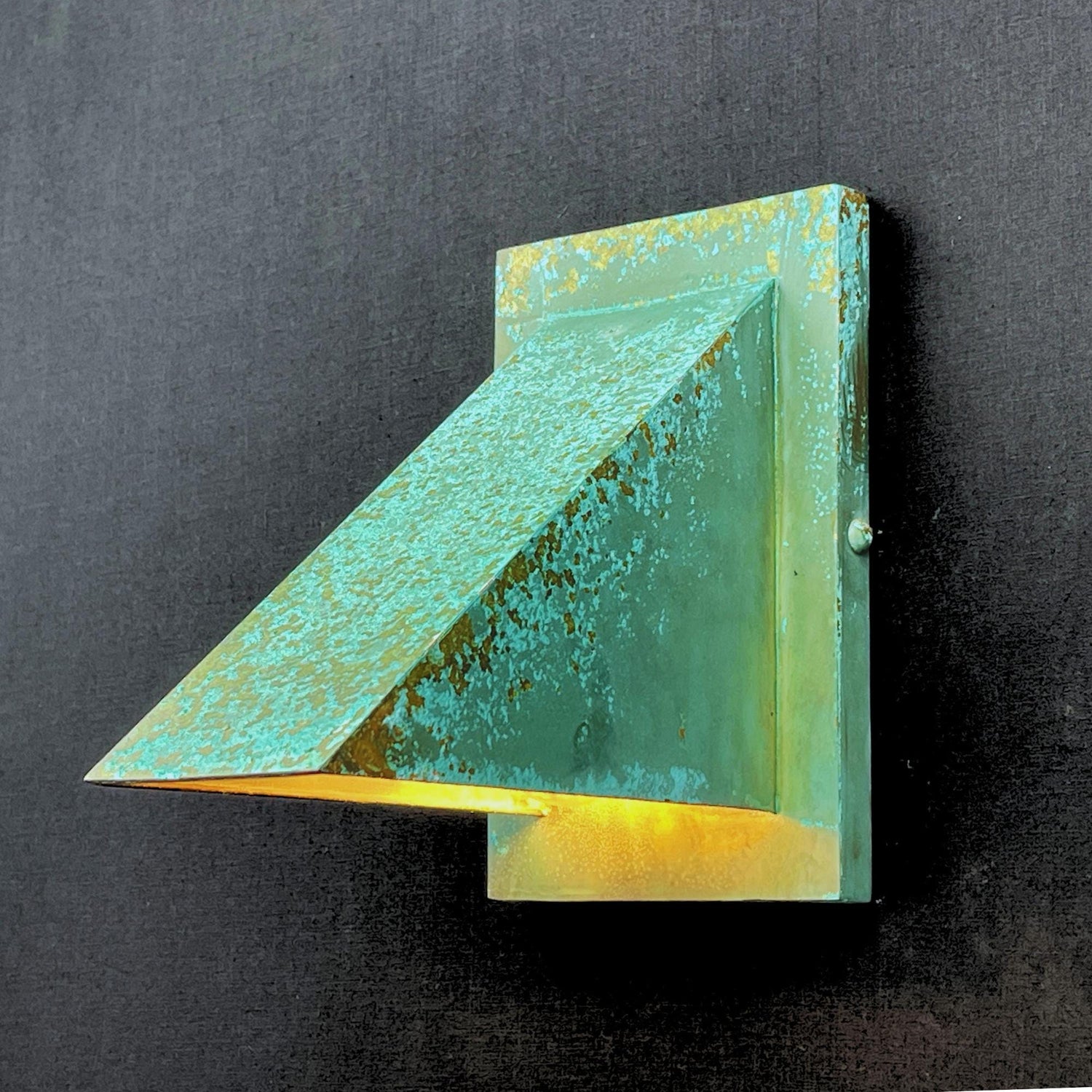 Handcrafted Copper Wall Sconce: Oxidized Green Patina Outdoor Light