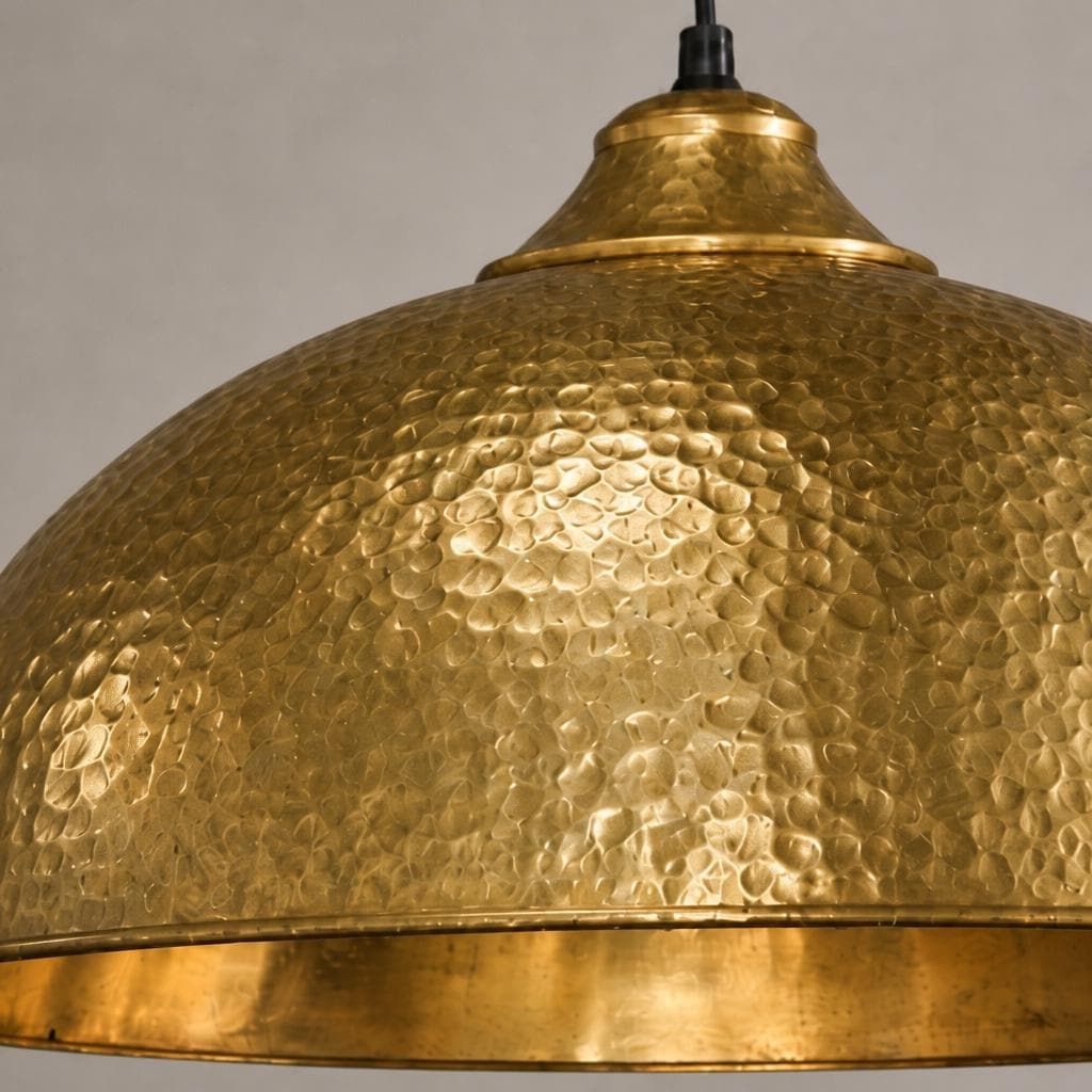 Handcrafted Hammered Brass Bowl Pendant Light |Antique Brass Dome Ceiling Lamp, Farmhouse  Hanging Light | Kitchen Island Light Fixture