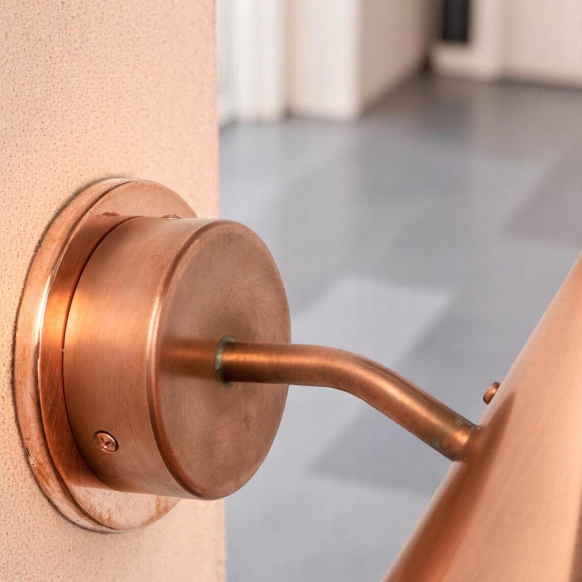 Handcrafted Polished Copper Outdoor Wall Sconce - Minimalist Conical Design